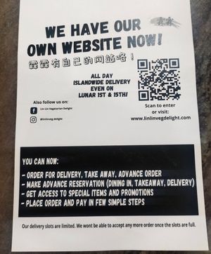 For delivery at Lin Lin Vegetarian Delight 霖霖素食 in East Singapore