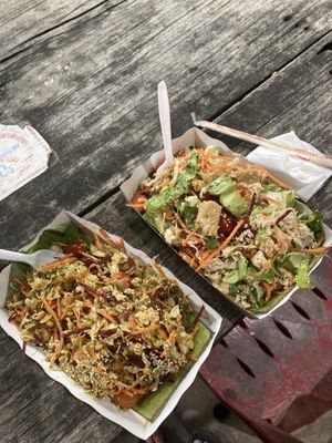 Tea. Leaf salad and tofu saladd  at Kwenski's - Food Stall in Pai