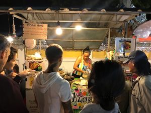 Burmese tea leaf salad cart at Kwenski's - Food Stall in Pai