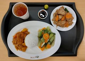 Afritada, chopsuey and adobo with free iced tea at Bodhi in Metro Manila