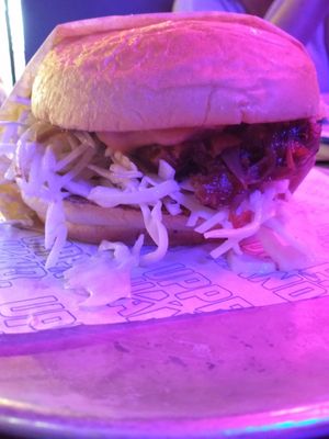 Pulled jackfruit burger with slaw at Upperhand Burgers & Bubble Tea in Swanbourne