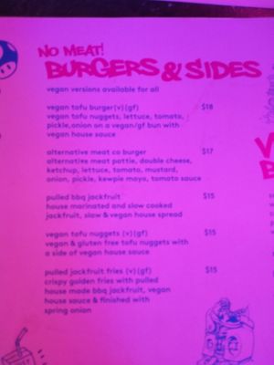 Veg*n menu at Upperhand Burgers & Bubble Tea in Swanbourne