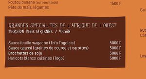 Some of the vegan options at Djinkoume House in Dakar