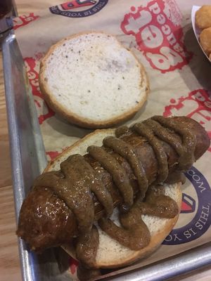 beyond meat brat at Arooga's in Attleboro