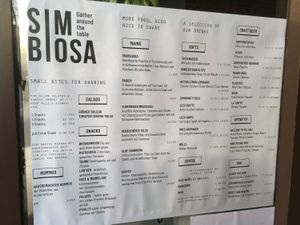 Menu as listed from the outside at Simbiosa in Hamburg