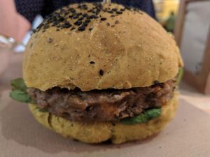 Passion burger at Veggie Burger by Biocenter in Barcelona
