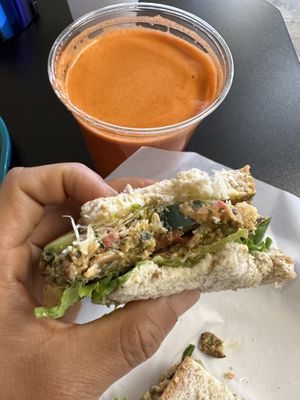 Carrot juice paired perfect with this sandwich 💯  #Veganuary at Big Al's Healthy Foods in Tulsa