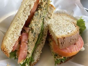 Vegan chicken salad sandwich   at Big Al's Healthy Foods in Tulsa