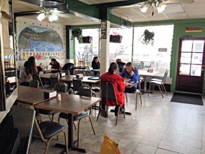 clean and bright indoor seating at Big Al's Healthy Foods in Tulsa