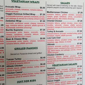 some of the menu at Big Al's Healthy Foods in Tulsa