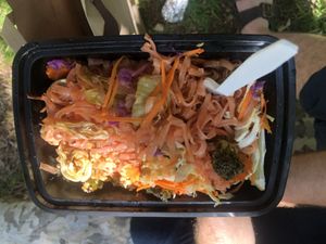 Pad Thai. The noodles were kinda pinkish, which was interesting. Lots of extra veg.   at Thai Vegan III in Pacific Palisades