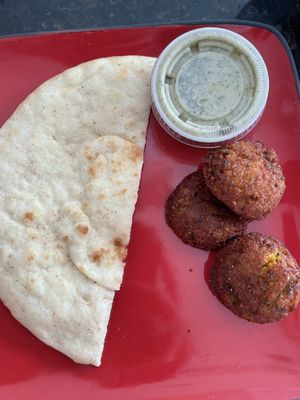 Side of pumpkin falafel. Very good deal for $5, very satisfied with quality.   at Vegan Community Kitchen in Apex