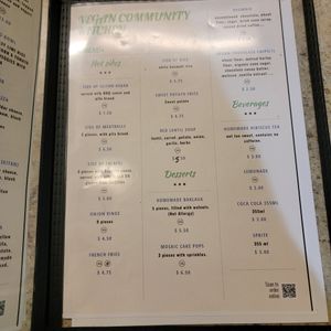 Menu at Vegan Community Kitchen in Apex