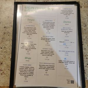 Menu at Vegan Community Kitchen in Apex