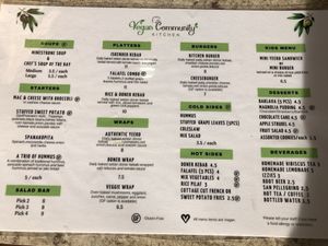 A more detailed menu at Vegan Community Kitchen in Apex