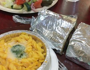 I got the doner wrap and mac and cheese. My friend got the falafel platter. All great choices😄 at Vegan Community Kitchen in Apex