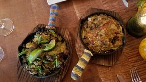 Utica greens and glazed brussel sprouts at Misters Bistro in Webb