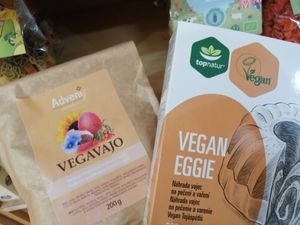 Vegan egg alternative at Sunflower in Ceske Budejovice