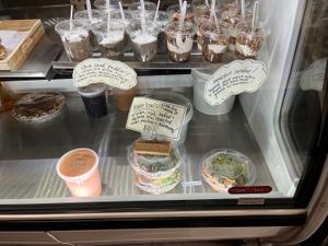 Two vegan options in the case  at Maia Papaya in Bethlehem