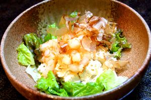 Tofu salad at Mawaranai Kaiten Sushi-Ichizyu in Chiba