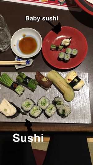 They also made us baby vegan sushi  at Mawaranai Kaiten Sushi-Ichizyu in Chiba