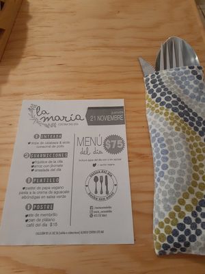 Menu of the day at La María in Guanajuato
