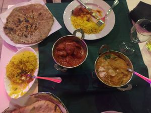 Soy meat curries, peshwari naan + aloo paratha  at Bombay Babu in Tenerife