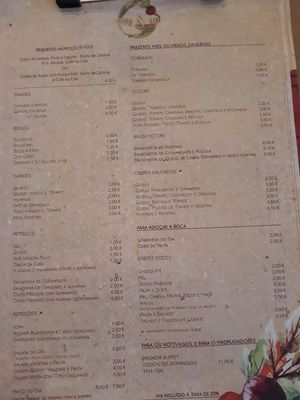 Menu at Veg & Tal in Sines