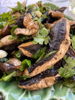 Delicious mushroom salad with shitaki & koreander , very savory  at Veg & Tal in Sines