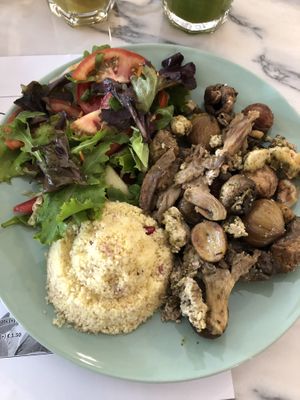 Couscous with mushrooms, tofu and chestnuts. So good! at Veg & Tal in Sines