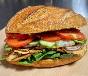 Montreal Chickun Sandwich  at Honest Pastures in Virginia Beach