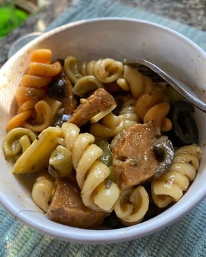 Vegan pasta salad side  at Honest Pastures in Virginia Beach