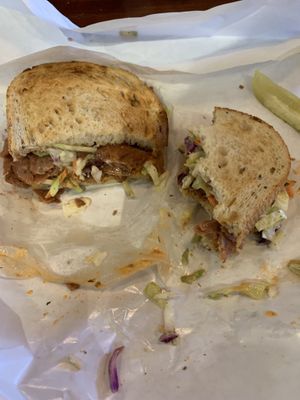 Ruben with coleslaw instead of sauerkraut  at Honest Pastures in Virginia Beach