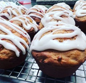 Pineapple Cherry Muffin with Cream Cheese Frosting  at Honest Pastures in Virginia Beach