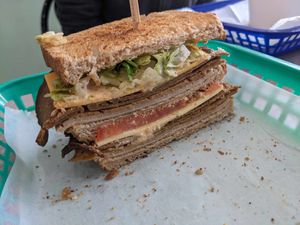 The inside view of the honest club sandwich at Honest Pastures in Virginia Beach