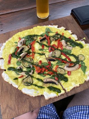 Vegan pizza at The Pour House Bar in Hahei