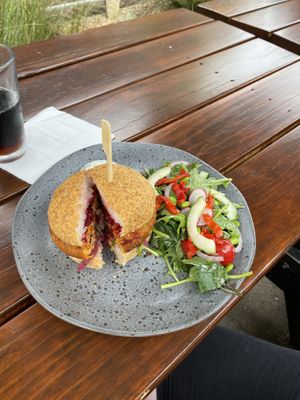 Vegan burger at The Pour House Bar in Hahei