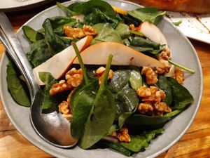 Veganised pear and walnut salad at The Parkland in Kyneton