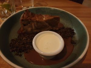 Tiramisu baked cheesecake  w/chocolate sauce $14.00 at The Carringbush Hotel in Abbotsford