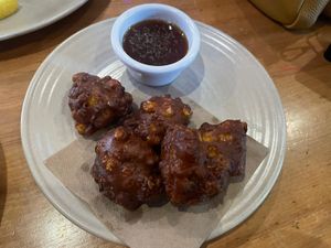 Corn fritters   at The Carringbush Hotel in Abbotsford