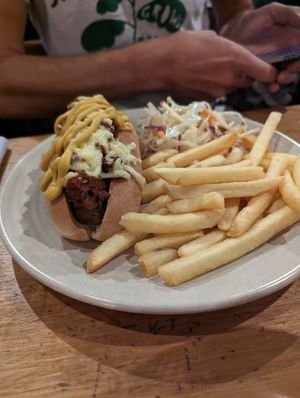 Hot dog at The Carringbush Hotel in Abbotsford