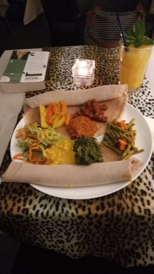 Mix of all vegan dishes at Sebeta in Frankfurt