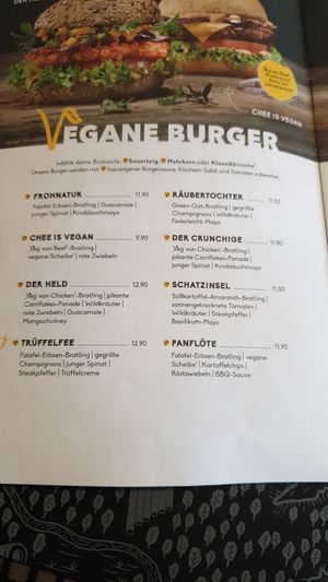 Auswahl der veganen Burger at Peter Pane in Bremen