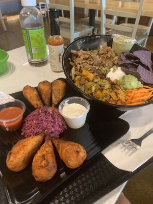 Wings and shiitake teriyaki bowl  at Copper Branch in Fort Lauderdale