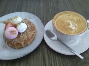 Scrumptious chocolate filled donut, courtesy of Vegeata - Vegan Catering & Food stand who kindly cater for a few restaurants in the area. at The Jozi Green Eatery in Sandton