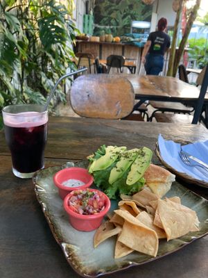 A burrito with Jamaica juice at Coco Calala in Leon