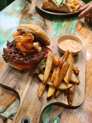 Nica burger at Coco Calala in Leon