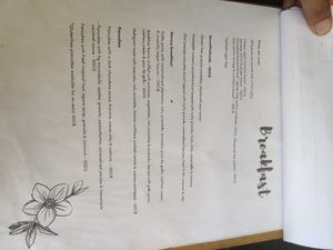 Breakfast menu at Coco Calala in Leon