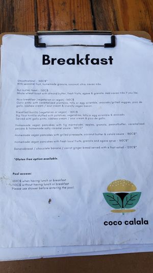Menu at Coco Calala in Leon