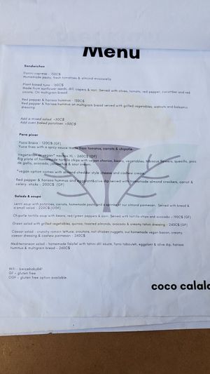 Menu at Coco Calala in Leon